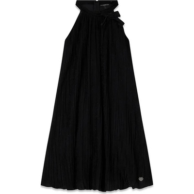 Guess Свободна рокля без ръкави за момиче в черен цвят с глитери и лого Guess