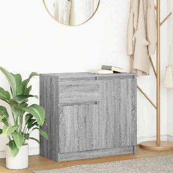 vidaXL Бюфет с чекмеджета, сив сонома, 71x35x65 см, инженерно дърво (861603)