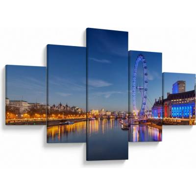Obraz London Eye, pětidílný 125x70 cm