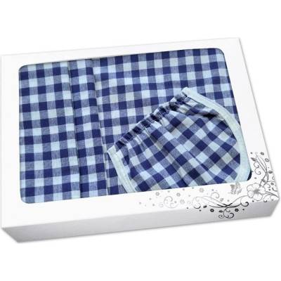 Povlečení Plus Dárkové balení Kanafas kostka modrá/bílá zástěra + chňapka + utěrka