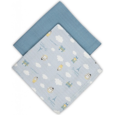 Canpol babies Bonjour Paris Muslin Squares Diapers Blue mušelínové 2 ks