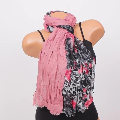 Ефирен дамски шал в пепел от рози и сиво