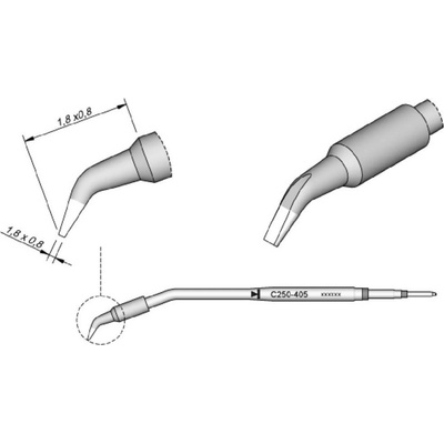 JBC Tools C250405 pájecí hrot dlátový, zahnutý Velikost hrotů 0.8 mm Délka hrotů 12 mm Obsah 1 ks