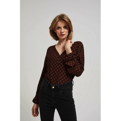Blouse with a geometric pattern čierna oranžová