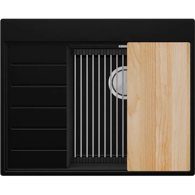 Твоят Стил Черна гранитна кухненска мивка Сидни 620-45 Ergo Multilevel 620х500