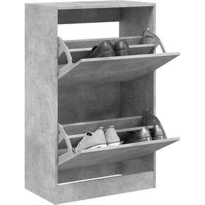 vidaXL Шкаф за обувки, бетонно сив, 60x34x96, 5 см, инженерно дърво (839948)