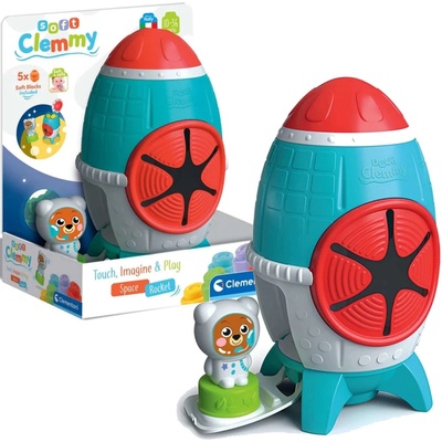 CLEMENTONI SOFT CLEMMY Box Vesmírná raketa s 5 kostkami