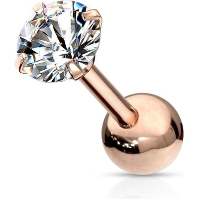 Šperky4U zlacený cartilage piercing do ucha čirý kámen CP1049-02