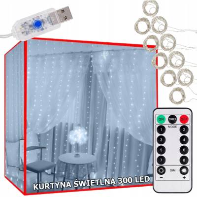 Mikro záclona 300 LED svetelné závesy