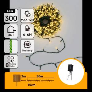 Aigostar - LED соларна коледна гирлянда 300xLED/8 функции 32 m IP65 топла бяла 1200 mAh (AI2396)