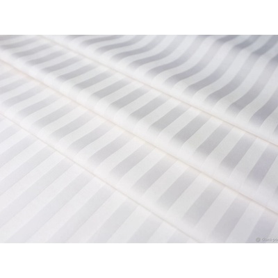 Mirtex Látka CVC SATEEN 150/100 Bílá 10mm hotelový pruh šíře 285cm