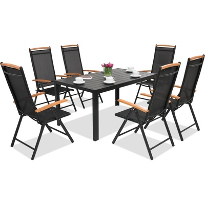 Garden Point Градински мебели от алуминиев polywood Verona Wood Garden Point за 6 души черни (GAP322)