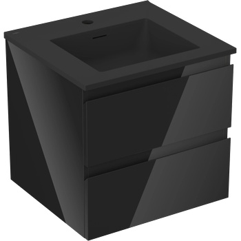 Mexen Orio шкаф за баня 50 см с мивка Otis, 2 чекмеджета, черен гланц/черен мат (91A10-05047-2-BFF70-W18M71)