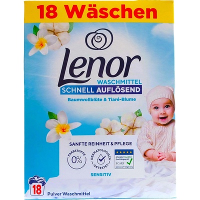 Lenor Baumwollblüte & Tiaré-Blume jemný prací prášek na dětské prádlo 18 PD 990 g