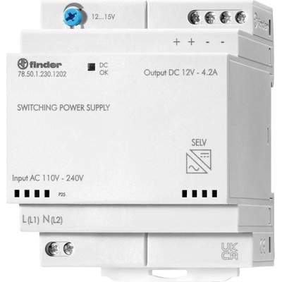 Finder 78.50.1.230.1202 sieťový zdroj na montážnu lištu (DIN lištu), 12 V/DC, 4.6 A, 50 W