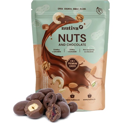 NUTIVA Zmes orechov a brusníc v mliečnej čokoláde 300 g