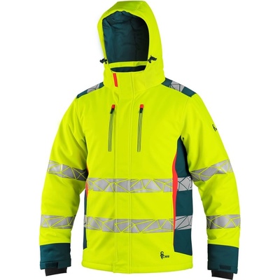 CXS Bunda BEDFORD WINTER výstražná zimní pánská softshell žluto petrolová
