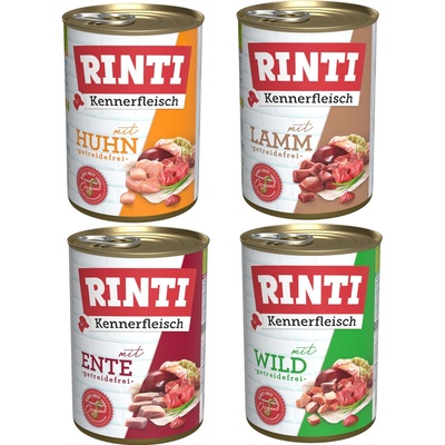 Rinti Kennerfleisch mix: jahňacie, kuracie, divina, kačacie 24 x 400 g