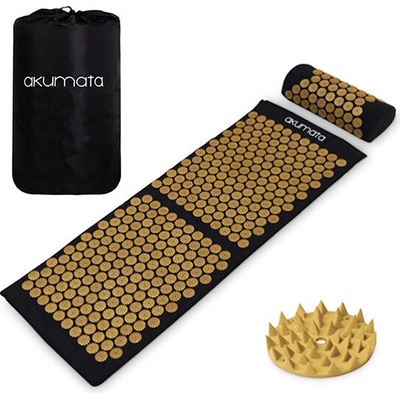 Akumata Long akupresurní podložka s polštářem černá a zlatá