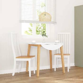 vidaXL трапезни столове 2 бр. бяла масивна дървесина гума (4102458)