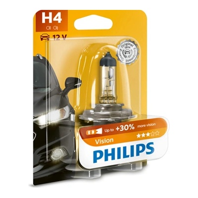 Крушка, електрическа, фар PHILIPS H4, 12V, 60/55W, 3200K, 1815lm, 1 бр