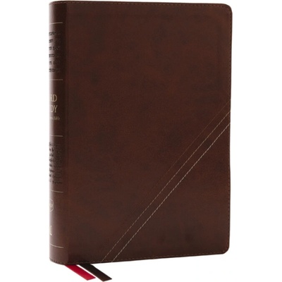 NKJV, Word Study Reference Bible, Leathersoft, Brown, Red Letter, Thumb Indexed, Comfort Print - Thomas Nelson