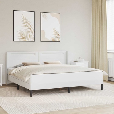 vidaXL Рамка за легло с матрак Бяло 200 x 200 cm Изкуствена (3414923)