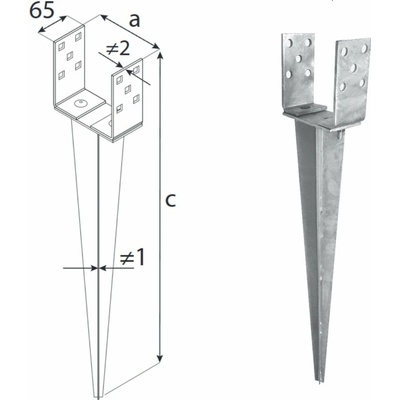 Domax nabíjacia pätka stĺpika nastaviteľná PSGR 0-120 / 700 | 0 - 120 x 108 x 700 x 2.0 x 4.0 mm 8 ks