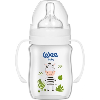 Image 1 of Wee Baby Шише за хранене с дръжки Wee Baby - Safari, PP, 150 ml, зебра (483)