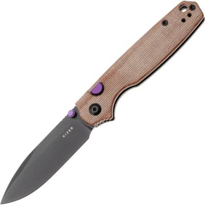 Kizer Pokiman BLL AEB-L Black PVD Coating,Micarta, Button Liner Lock V3789BDA1