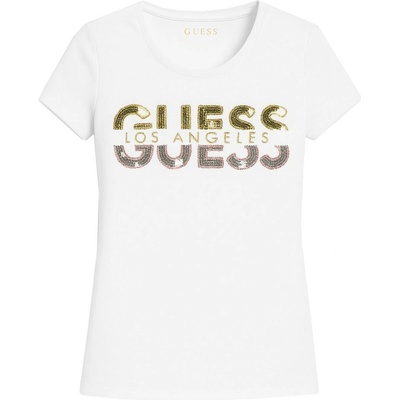 GUESS Huger Split Logo Crew bílé