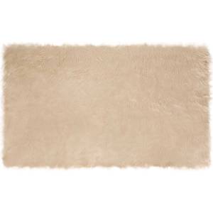 Pure Line Home Килим tafalla с дълъг косъм, имитация на вълна, с анти-слип основа, Бежов
