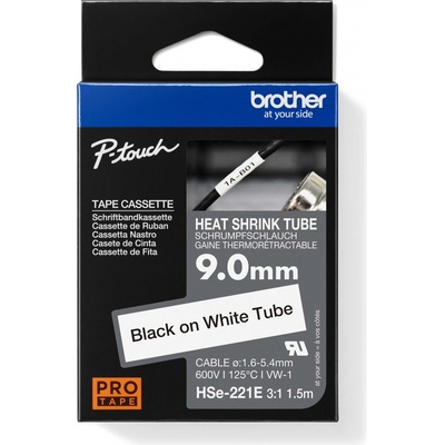zmršťovacia bužírka BROTHER HSe221E čierne písmo, biela bužírka TUBE (9mm) (HSE221E)