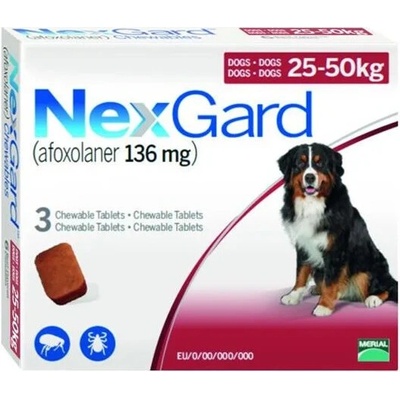 NexGard XL 25 - 50 kg 136 mg žuvacie tablety 3 x 1 tbl.