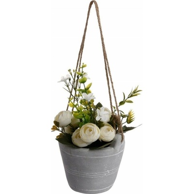Atmosphera Umělá rostlina v květináči, RŮŽE, bílá, 18 cm