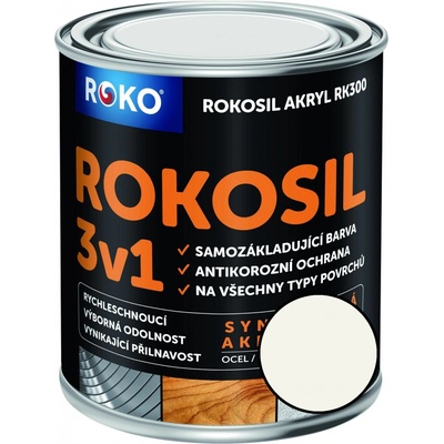 Rokosil 3v1 akryl RK 300 0,6L bílá 1000 MAT