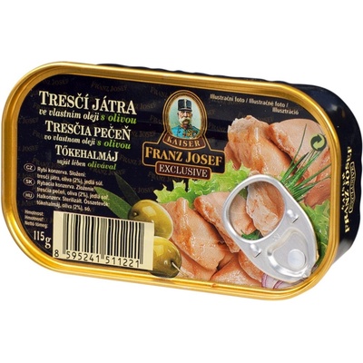 Kaiser Franz Josef Exclusive Tresčí játra ve vlastním oleji s olivou 115 g