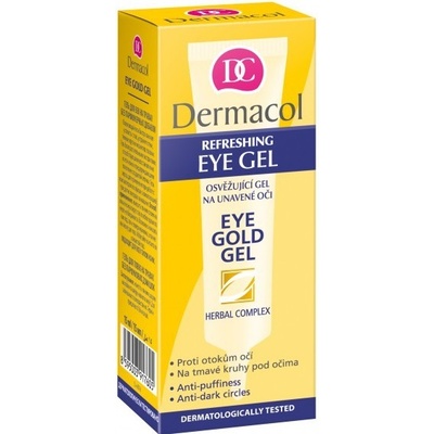 Dermacol eye Gold Gel oční gel proti otokům únavě a kruhům pod očima 15 ml