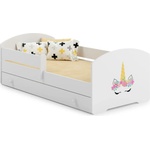 Kobi Детско легло Luk с парапет и чекмедже с различни мотиви (140 х 70 см, unicorn)