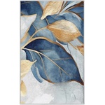 Mila Home Синьо-златист килим подходящ за пране 80x150 cm Golden Leaves - Mila Home (HKC-DikHali-84-80x150)