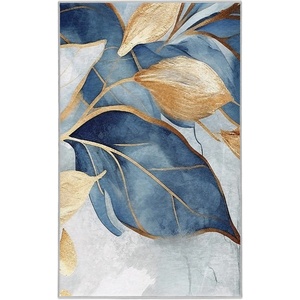 Mila Home Синьо-златист килим подходящ за пране 80x150 cm Golden Leaves - Mila Home (HKC-DikHali-84-80x150)