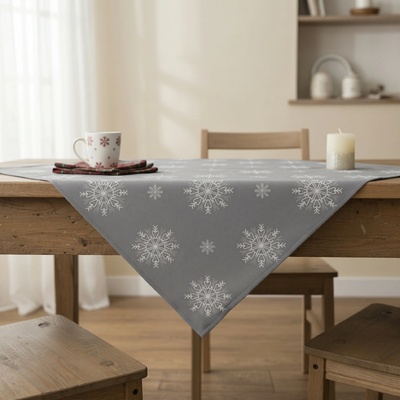 MyBestHome ZET Vánoční ubrus SNOWFLAKE světle šedá 85x85 cm