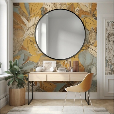 Alfaram Okrúhle zrkadlo v zlatom ráme MDF SLIM - OTYLIA - 50