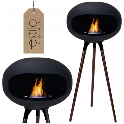 EstiloHome Voľne stojaci biokrb 45 x 105 x 45 cm čierny
