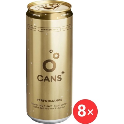 CANS+ Performance Perlivý funkční nápoj s malinovou příchutí 8 x 330 ml