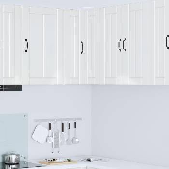 vidaXL Стенно ъглово шкафче LUCCA Бял гланц 57 x 57 x 80 см (885079)