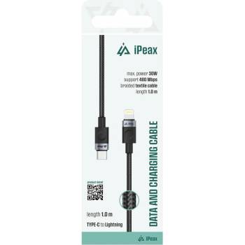 iPEAX 90010102 USB-C/Lightning 1m černý
