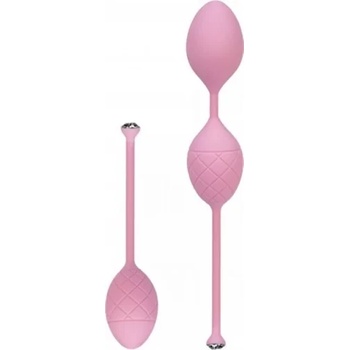 Jopen Комплект луксозни вагинални топчета от силикон с тежести и камъни Swarovski Frisky розови