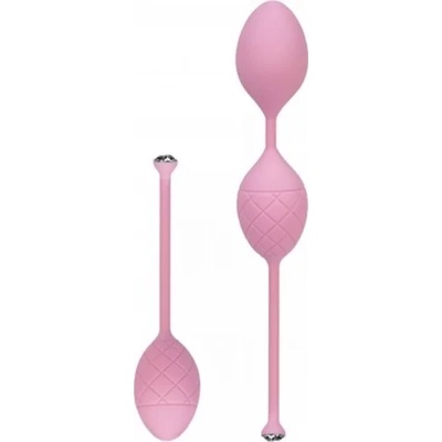 Jopen Комплект луксозни вагинални топчета от силикон с тежести и камъни Swarovski Frisky розови