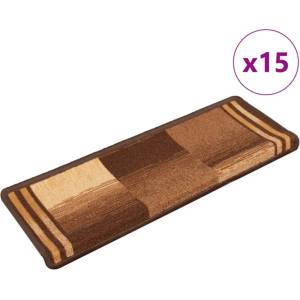 vidaXL Самозалепващи стелки за стъпала, 15 бр, 65x21x4 см, кафяви